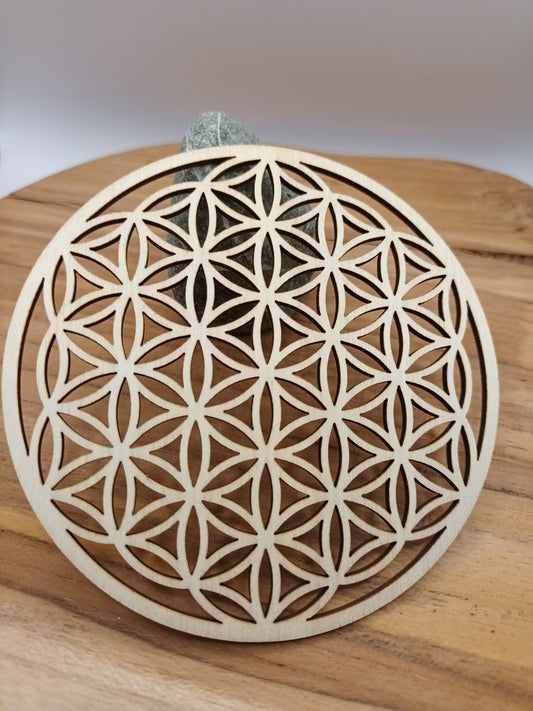 Plaque de rechargement Fleur de Vie en bois